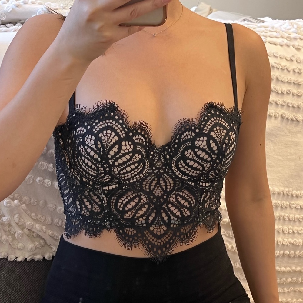 Victoria's Secret Black Lace Bandeau Bralette